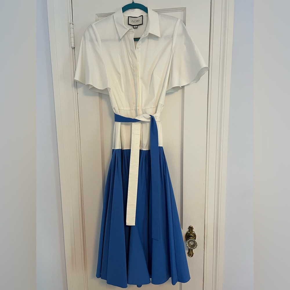 Alexis Cream and White Flutter Sleeve Sundress